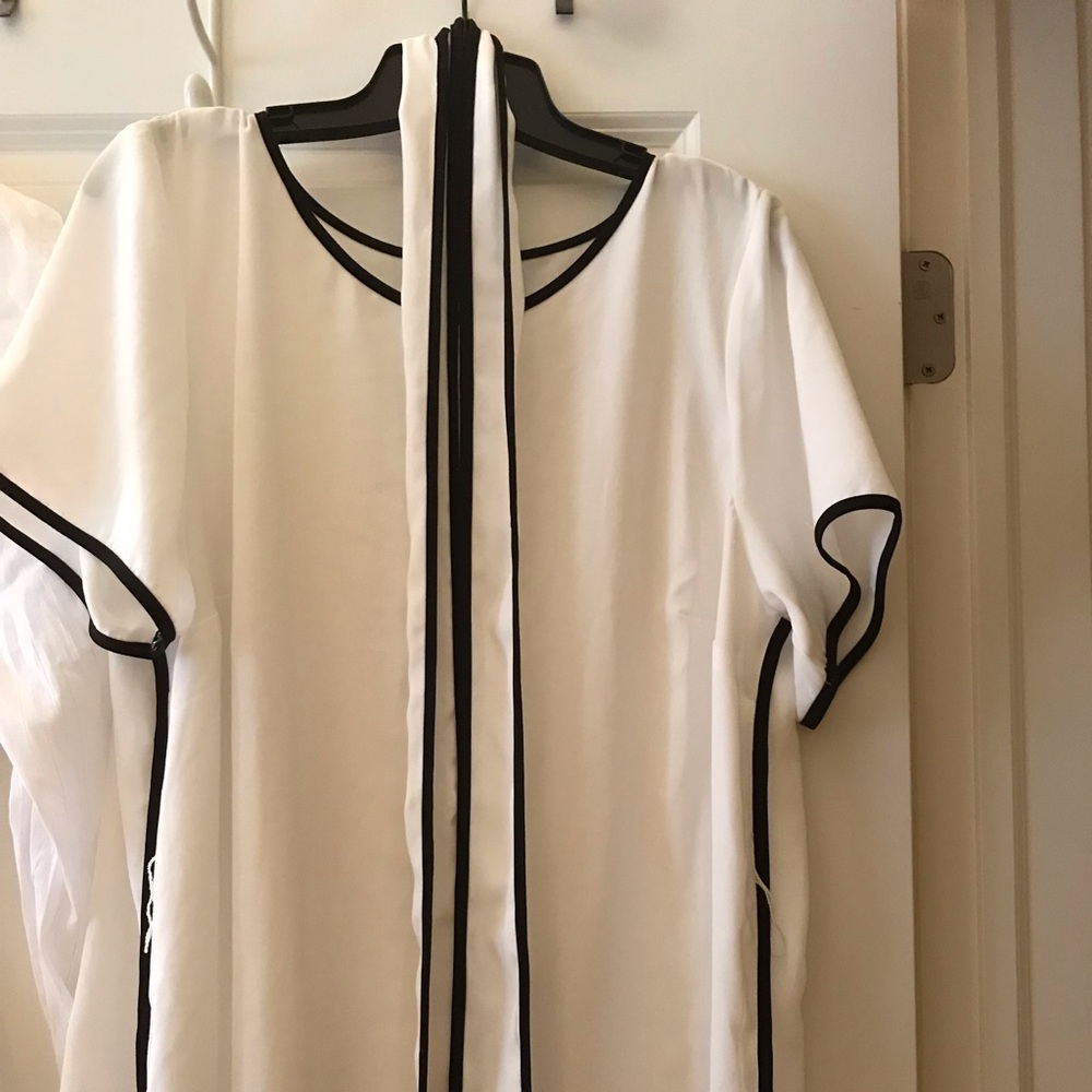 ELOQUII off-white blouse with wrap around belt.